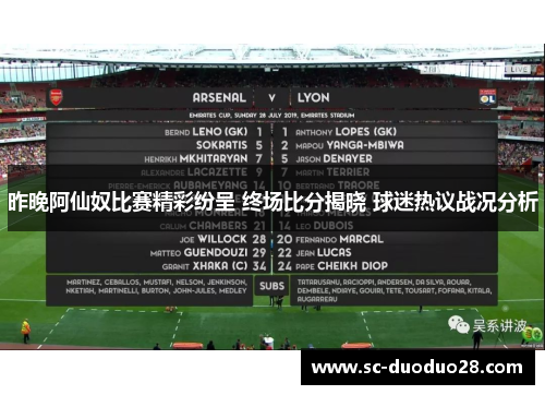 昨晚阿仙奴比赛精彩纷呈 终场比分揭晓 球迷热议战况分析